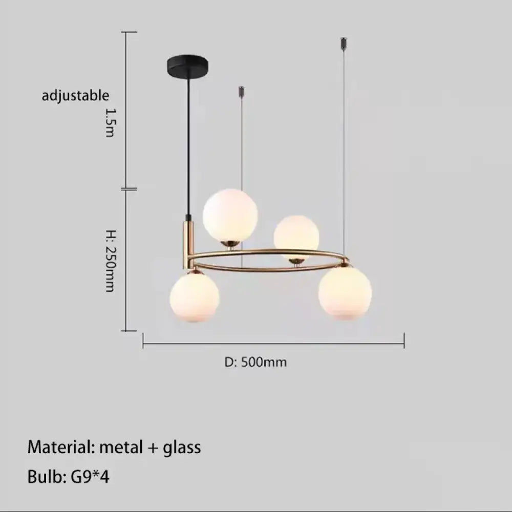 Nordic Glass Shade Ceiling Chandelier, 4 to 8 Lights, Gold or Black – view 7