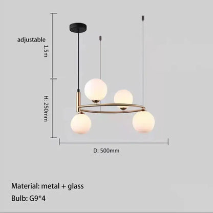Nordic Glass Shade Ceiling Chandelier, 4 to 8 Lights, Gold or Black – view 7