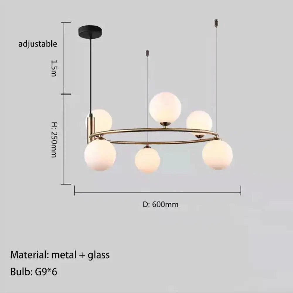 Nordic Glass Shade Ceiling Chandelier, 4 to 8 Lights, Gold or Black – view 9