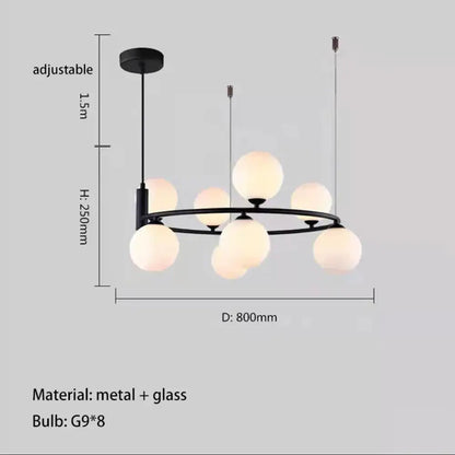 Nordic Glass Shade Ceiling Chandelier, 4 to 8 Lights, Gold or Black – view 12