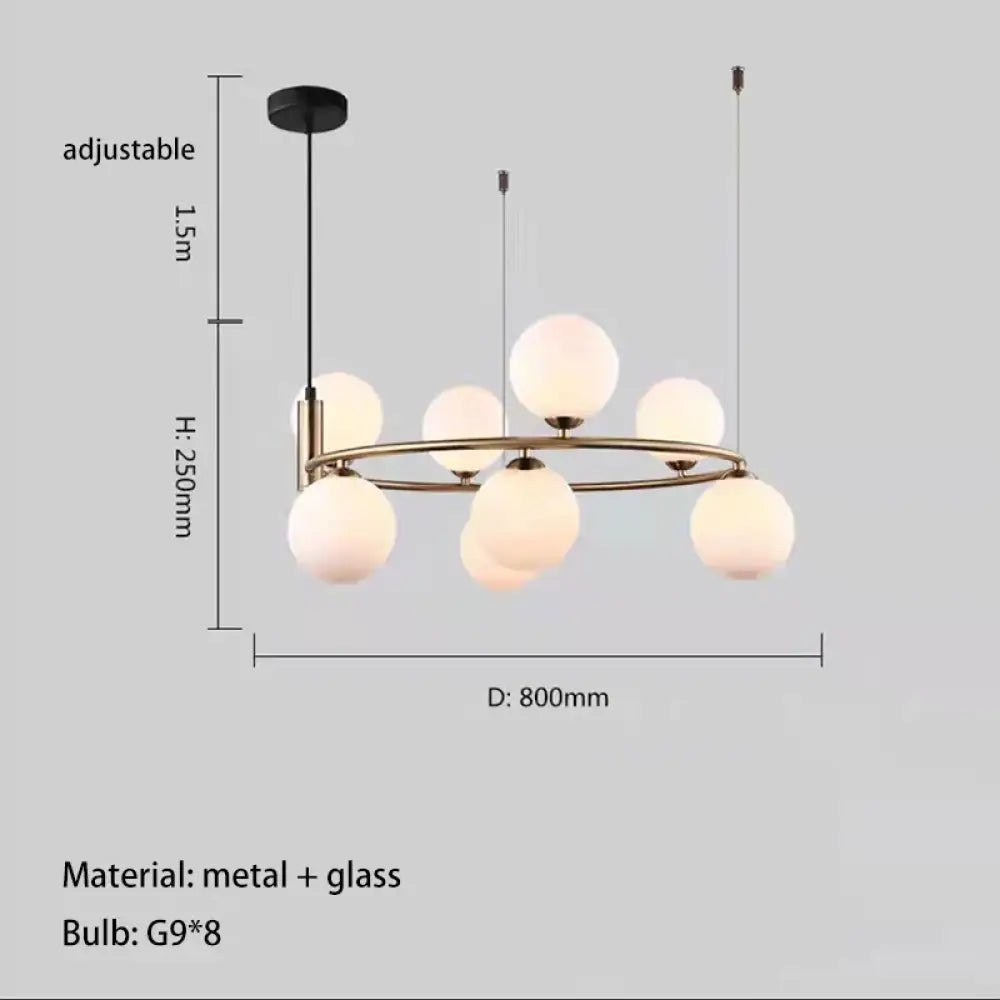 Nordic Glass Shade Ceiling Chandelier, 4 to 8 Lights, Gold or Black – view 11