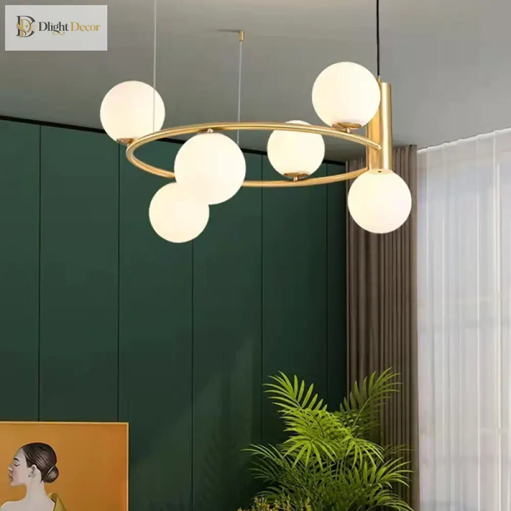 Nordic Glass Shade Ceiling Chandelier, 4 to 8 Lights, Gold or Black – view 5
