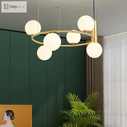 Nordic Glass Shade Ceiling Chandelier, 4 to 8 Lights, Gold or Black – view 5