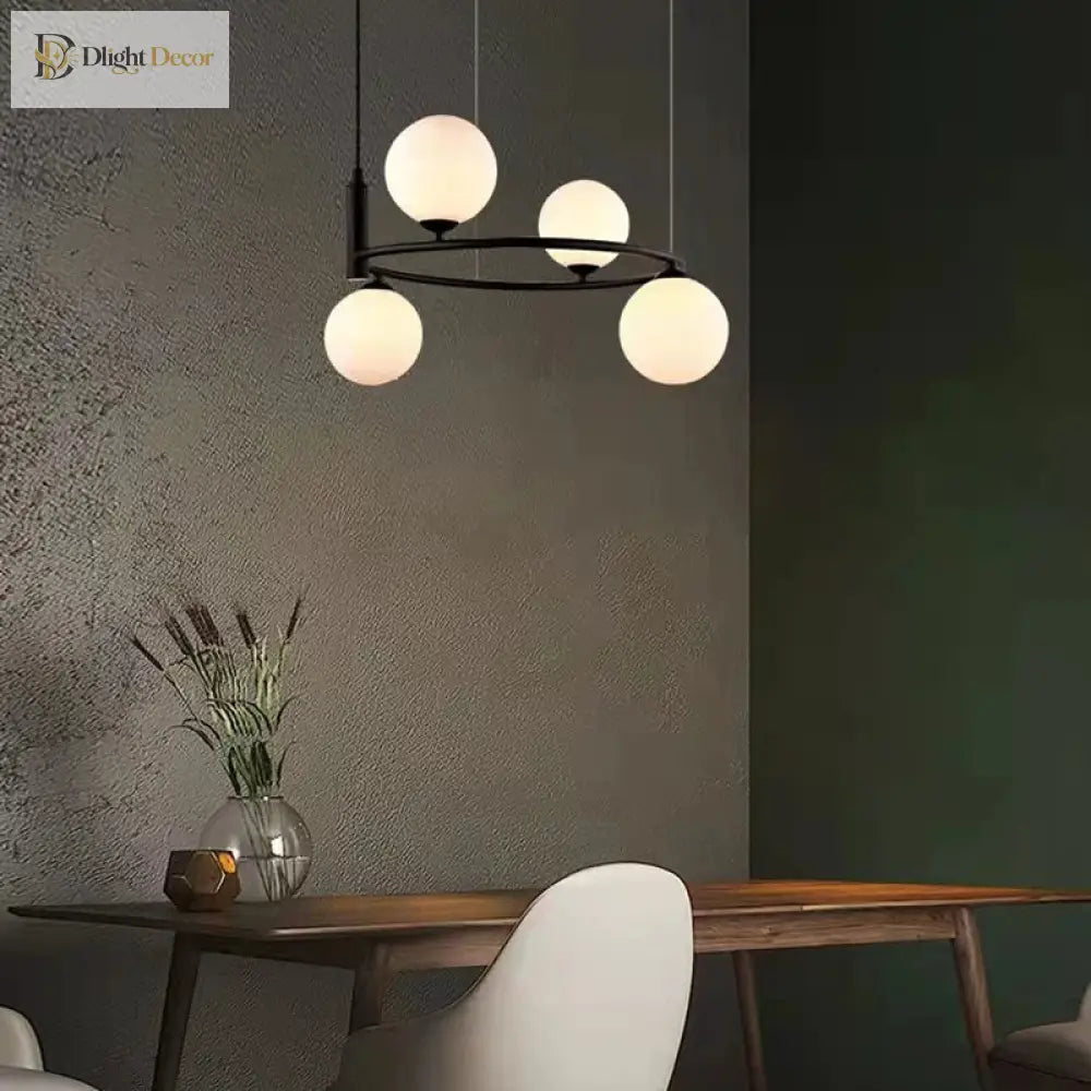 Nordic Glass Shade Ceiling Chandelier, 4 to 8 Lights, Gold or Black – view 4