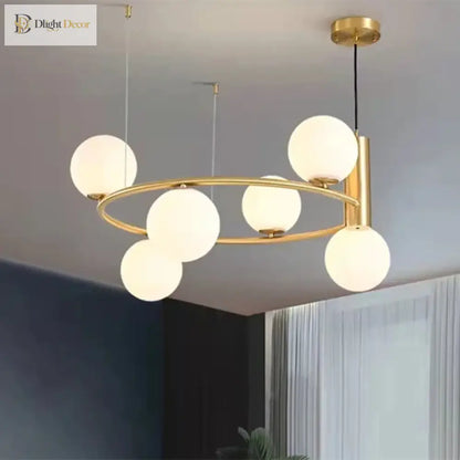 Nordic Glass Shade Ceiling Chandelier, 4 to 8 Lights, Gold or Black – view 2