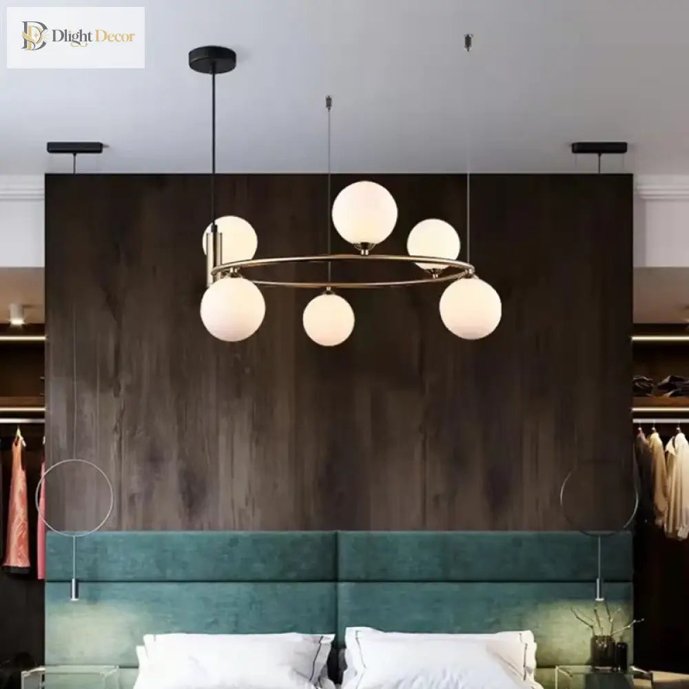 Nordic Glass Shade Ceiling Chandelier, 4 to 8 Lights, Gold or Black – view 3