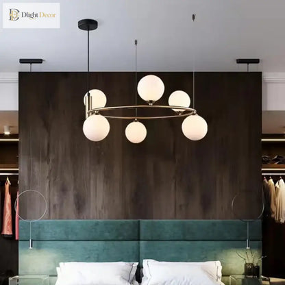 Nordic Glass Shade Ceiling Chandelier, 4 to 8 Lights, Gold or Black – view 3
