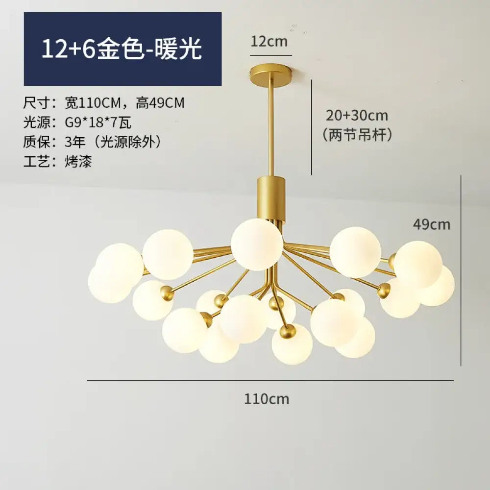Nordic Gold Glass Ball Chandelier, 9 to 18 Heads – view 9