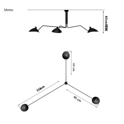 Nordic Industrial Iron Duckbill Spider Pendant Light, 3 or 6 Arms – view 8