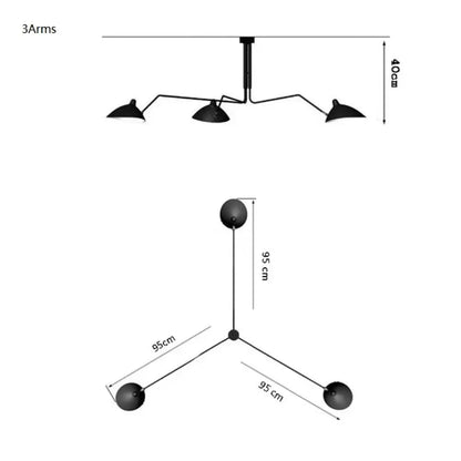 Nordic Industrial Iron Duckbill Spider Pendant Light, 3 or 6 Arms – view 7