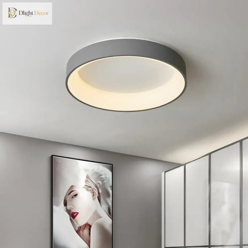 Nordic Modern LED Ceiling Light with Remote, Black, White or Gray – view 2