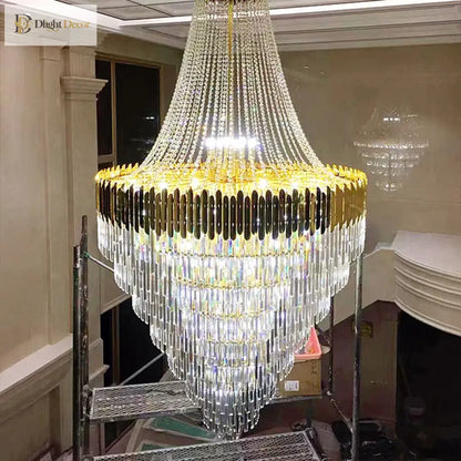 Tall Nordic Crystal LED Chandelier for Foyer and Staircase – view 5