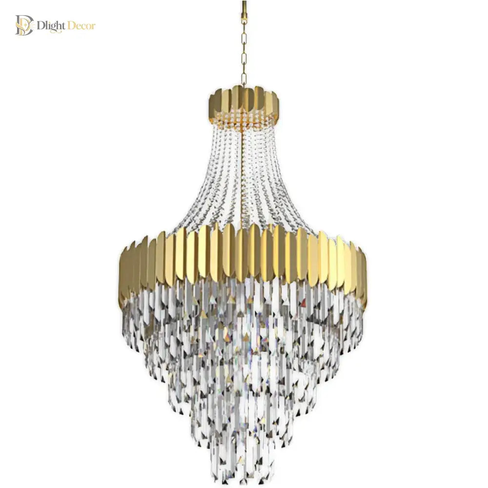 Tall Nordic Crystal LED Chandelier for Foyer and Staircase – view 2