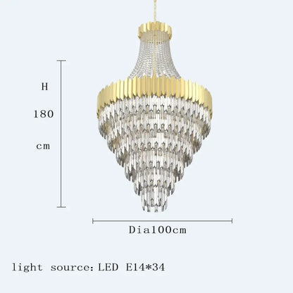 Tall Nordic Crystal LED Chandelier for Foyer and Staircase – view 10