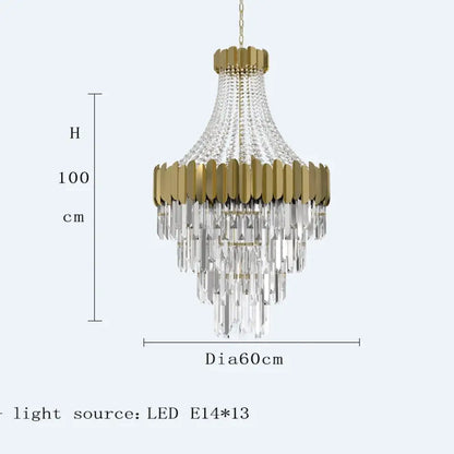 Tall Nordic Crystal LED Chandelier for Foyer and Staircase – view 8