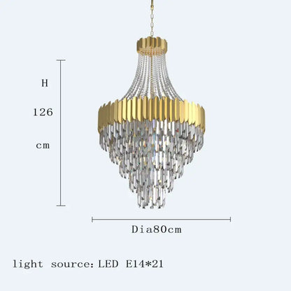 Tall Nordic Crystal LED Chandelier for Foyer and Staircase – view 9