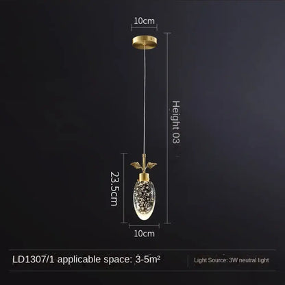 All-Copper Crystal LED Pendant Chandelier, 1, 3 or 6 Heads – view 6