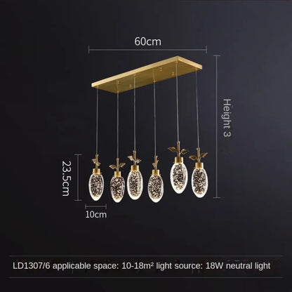 All-Copper Crystal LED Pendant Chandelier, 1, 3 or 6 Heads – view 8