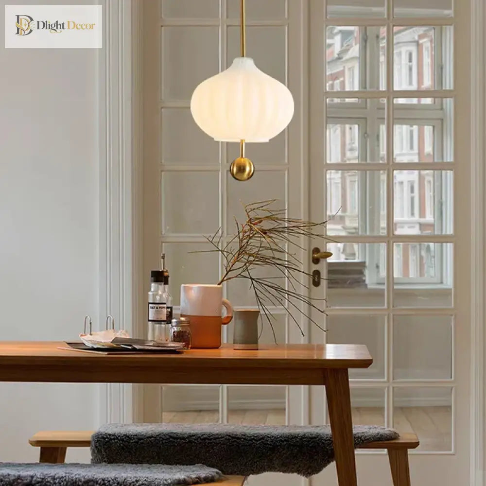 Nordic Glass Pumpkin LED Chandelier for Entryway and Staircase – view 4