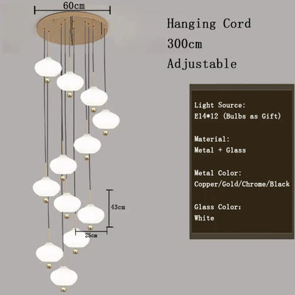 Nordic Glass Pumpkin LED Chandelier for Entryway and Staircase – view 14