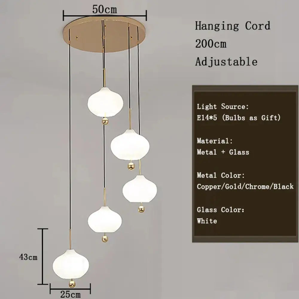 Nordic Glass Pumpkin LED Chandelier for Entryway and Staircase – view 11