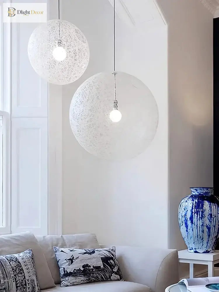 Nordic Rattan Weave Spherical LED Pendant Light, 20 to 60 cm – view 4