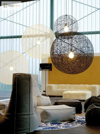 Nordic Rattan Weave Spherical LED Pendant Light, 20 to 60 cm – view 3