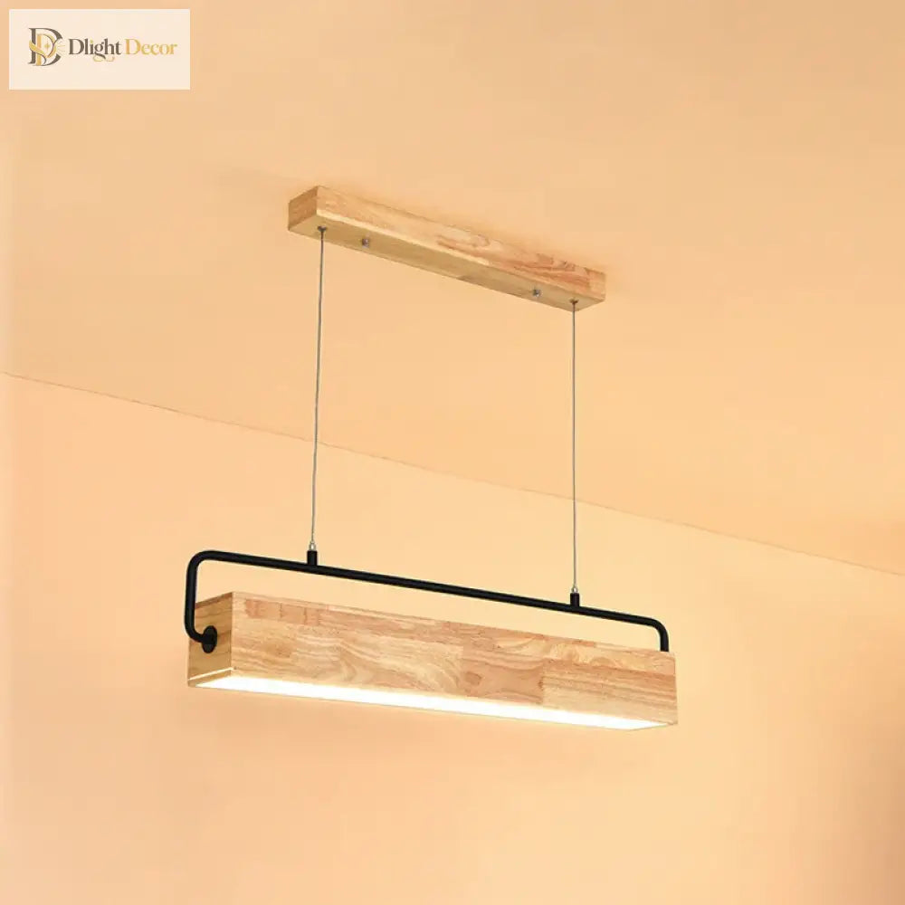 Nordic Wood LED Linear Pendant Light for Kitchen Island, 72 cm – view 4