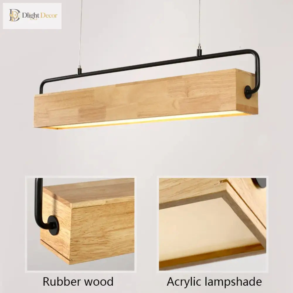 Nordic Wood LED Linear Pendant Light for Kitchen Island, 72 cm – view 5