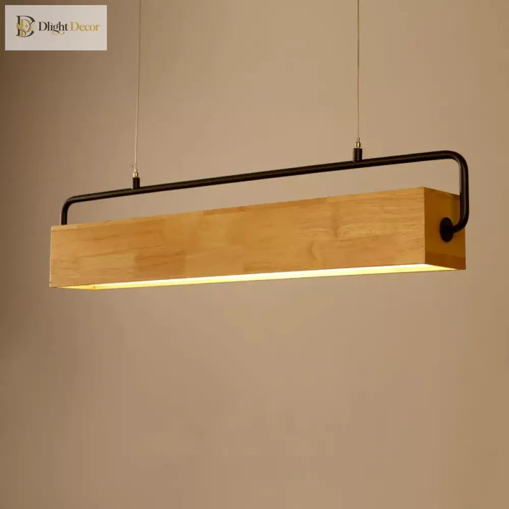 Nordic Wood LED Linear Pendant Light for Kitchen Island, 72 cm – view 2
