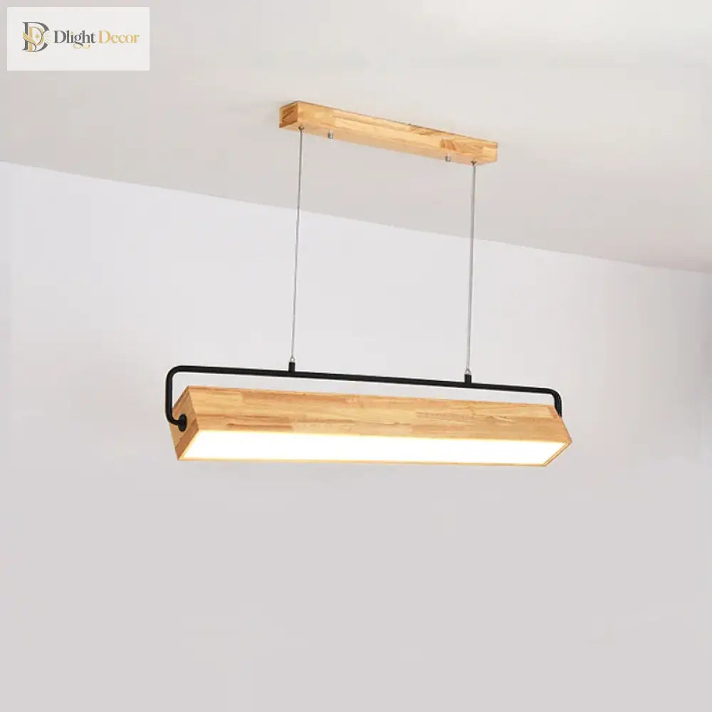 Nordic Wood LED Linear Pendant Light for Kitchen Island, 72 cm – view 3