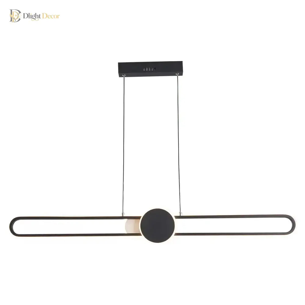 Minimalist Black LED Strip Pendant Light with Remote Dimming – view 6