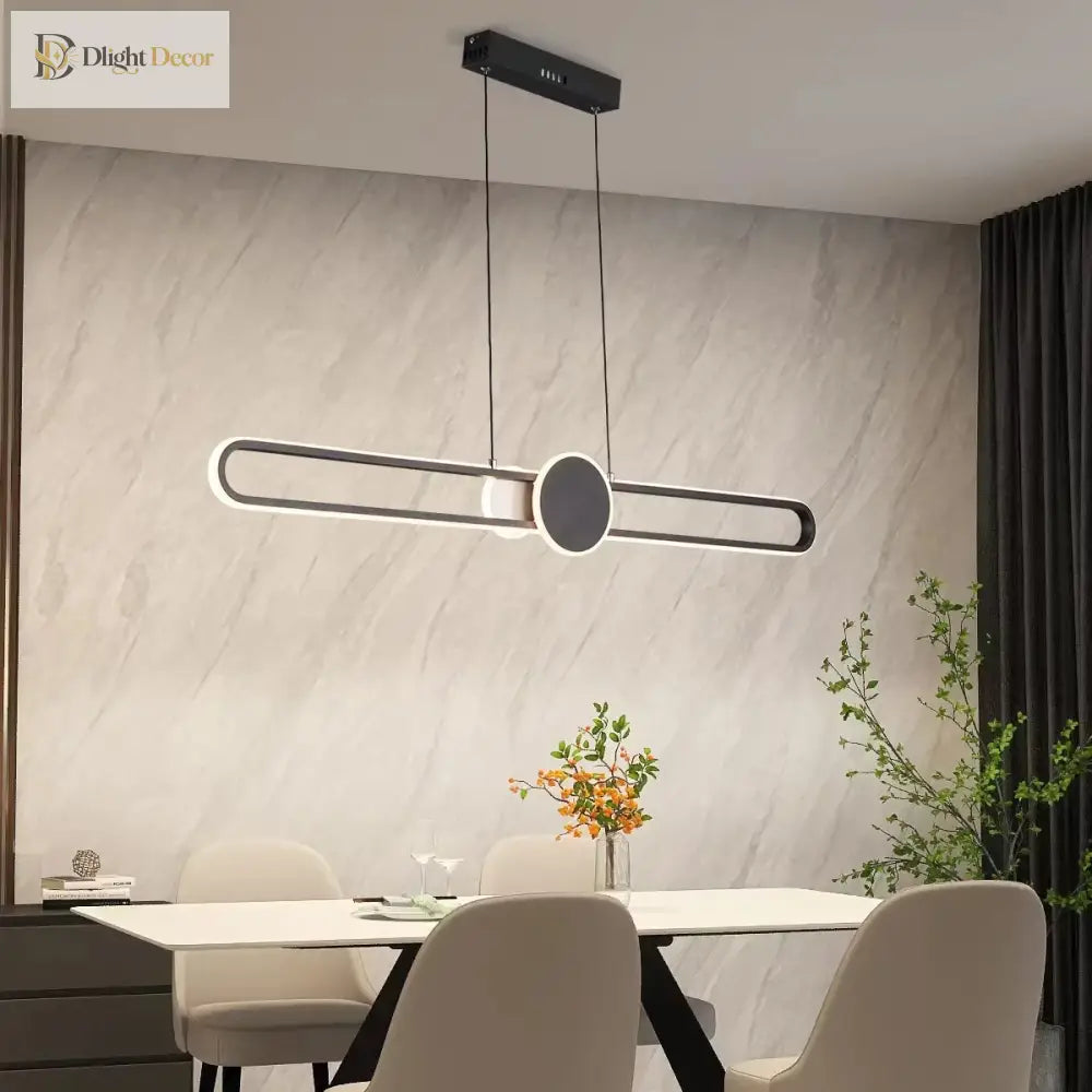 Minimalist Black LED Strip Pendant Light with Remote Dimming – view 5