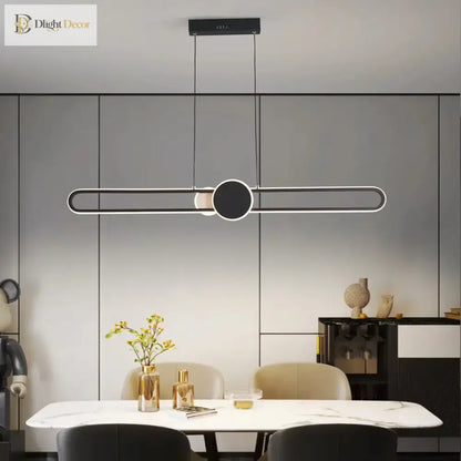 Minimalist Black LED Strip Pendant Light with Remote Dimming – view 2