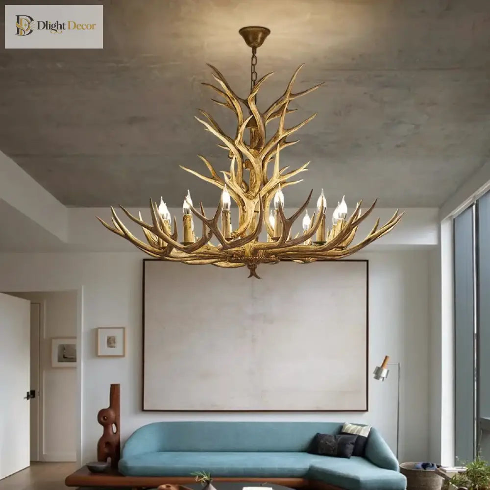 Retro Resin Antler LED Chandelier, 6 to 46 Lights – view 2
