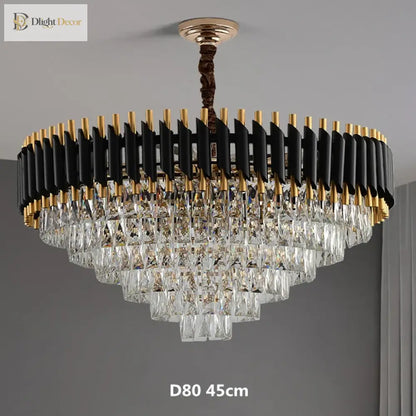Black and Gold Crystal LED Chandelier with Matching Wall Lamps – view 3