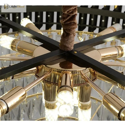 Black and Gold Crystal LED Chandelier with Matching Wall Lamps – view 5