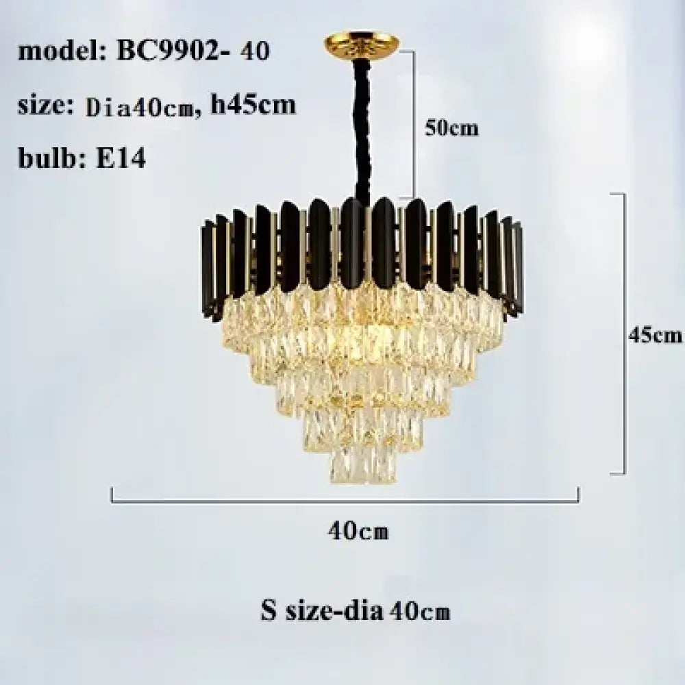 Black and Gold Crystal LED Chandelier with Matching Wall Lamps – view 6