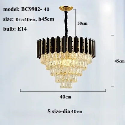 Black and Gold Crystal LED Chandelier with Matching Wall Lamps – view 6
