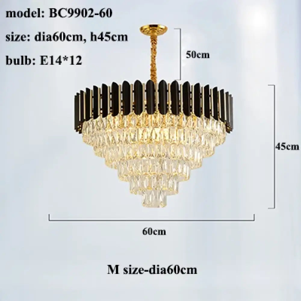 Black and Gold Crystal LED Chandelier with Matching Wall Lamps – view 7