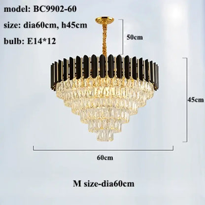 Black and Gold Crystal LED Chandelier with Matching Wall Lamps – view 7