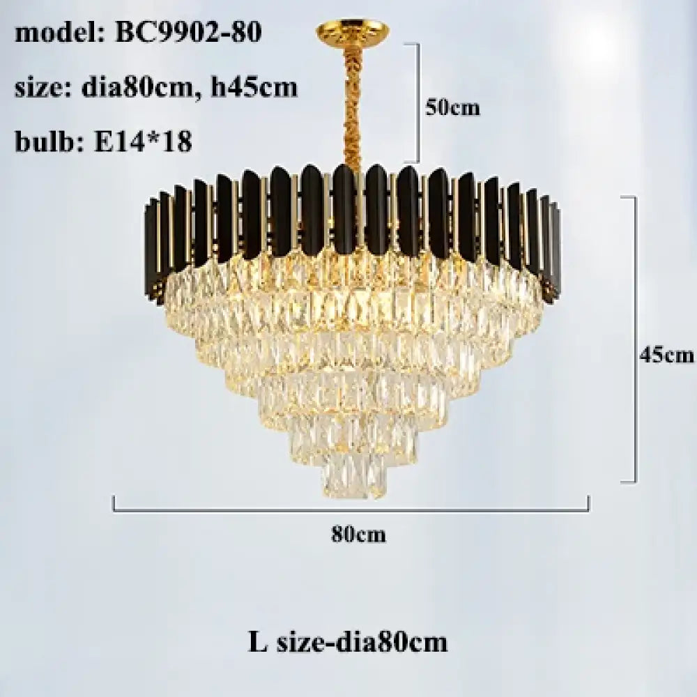 Black and Gold Crystal LED Chandelier with Matching Wall Lamps – view 8