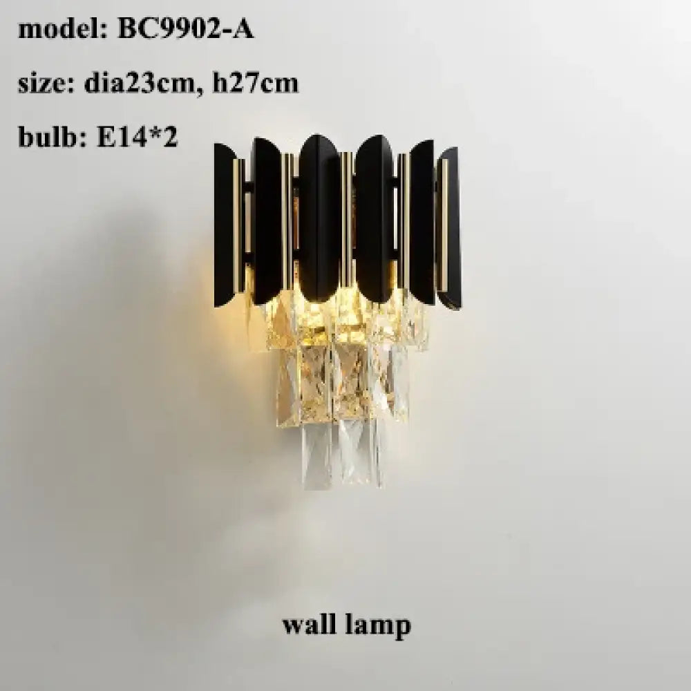 Black and Gold Crystal LED Chandelier with Matching Wall Lamps – view 11