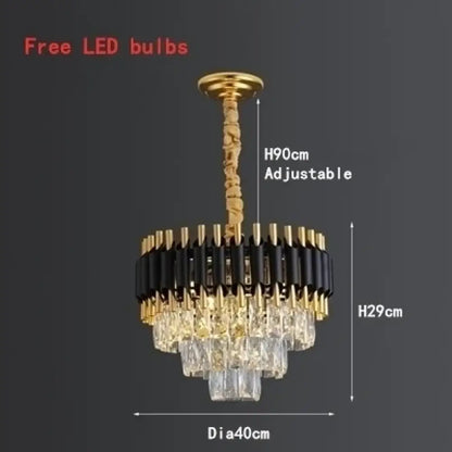 Black and Gold Crystal LED Chandelier with Matching Wall Lamps – view 12
