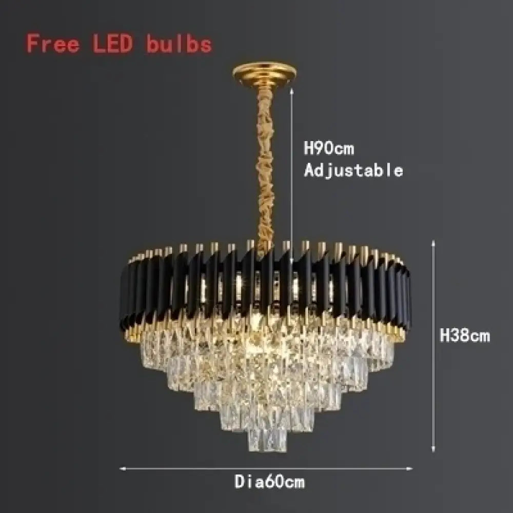 Black and Gold Crystal LED Chandelier with Matching Wall Lamps – view 13