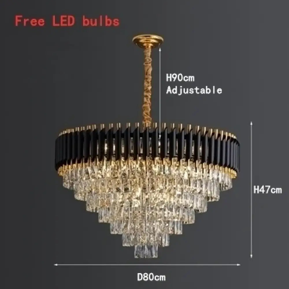 Black and Gold Crystal LED Chandelier with Matching Wall Lamps – view 15