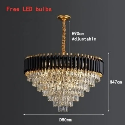 Black and Gold Crystal LED Chandelier with Matching Wall Lamps – view 15
