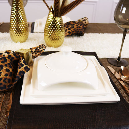 Modern Square White Porcelain Dinnerware Set, 20 Piece Service for 4 – view 20