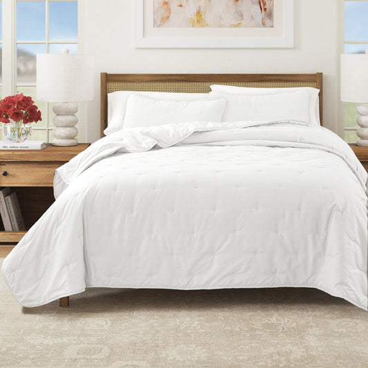 Dot Stitched Quilt Set for Minimalist Bedding