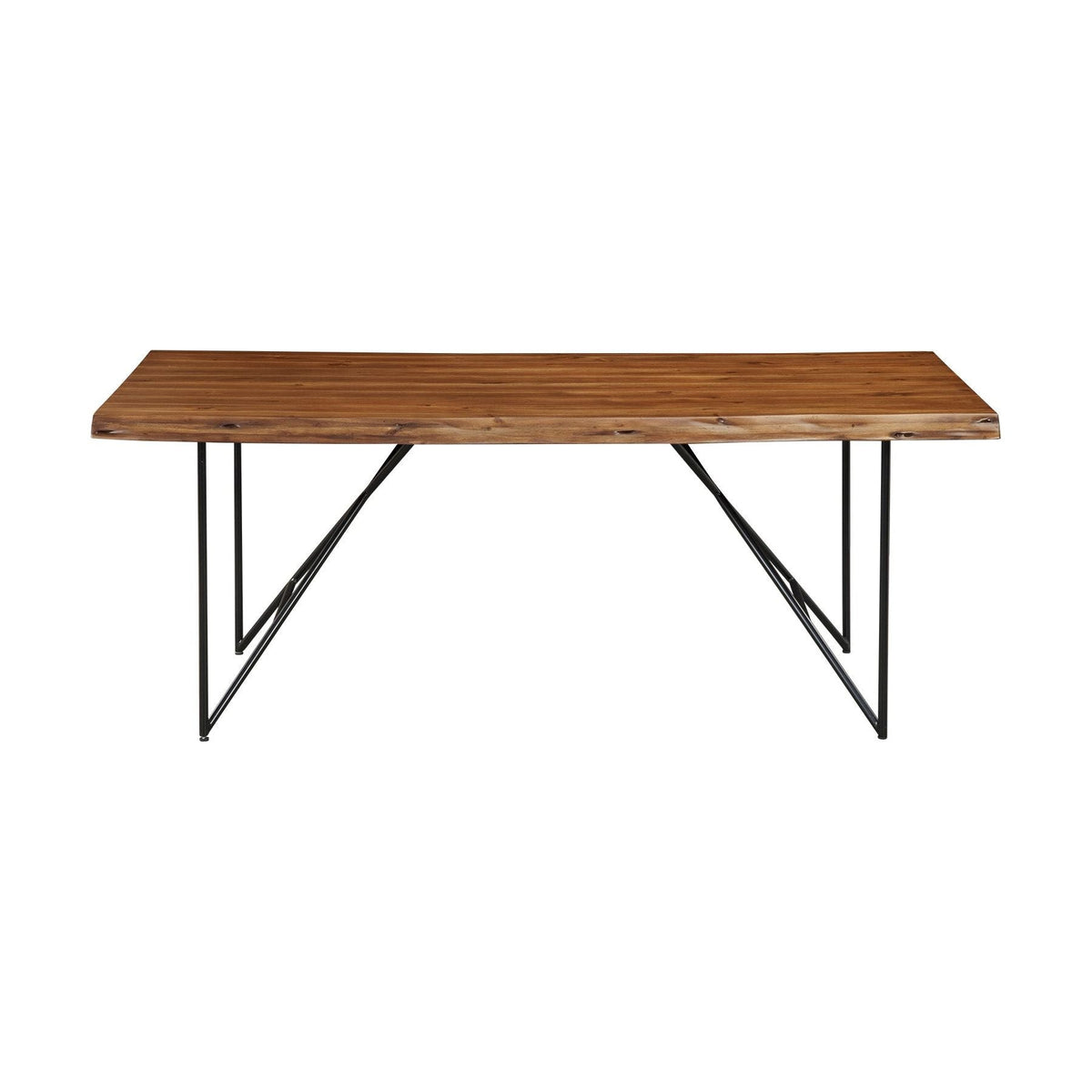 Live Edge Acacia Wood Dining Table with Metal Legs, Light Walnut – view 2